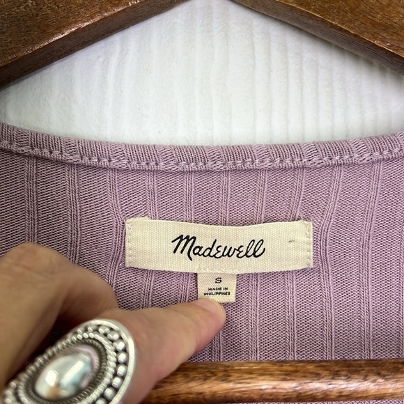 Madewell - Provence Grape Ribbed Cute Hook And Eye Closure Cardigan Size Small - Picture 9 of 12